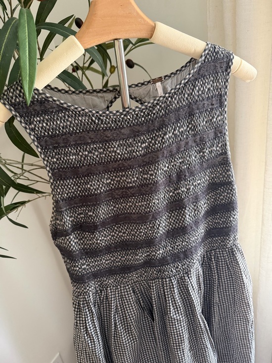 Free People Gingham Lace Sleeveless Dress Fit Flare Size 8 - Picture 2 of 8